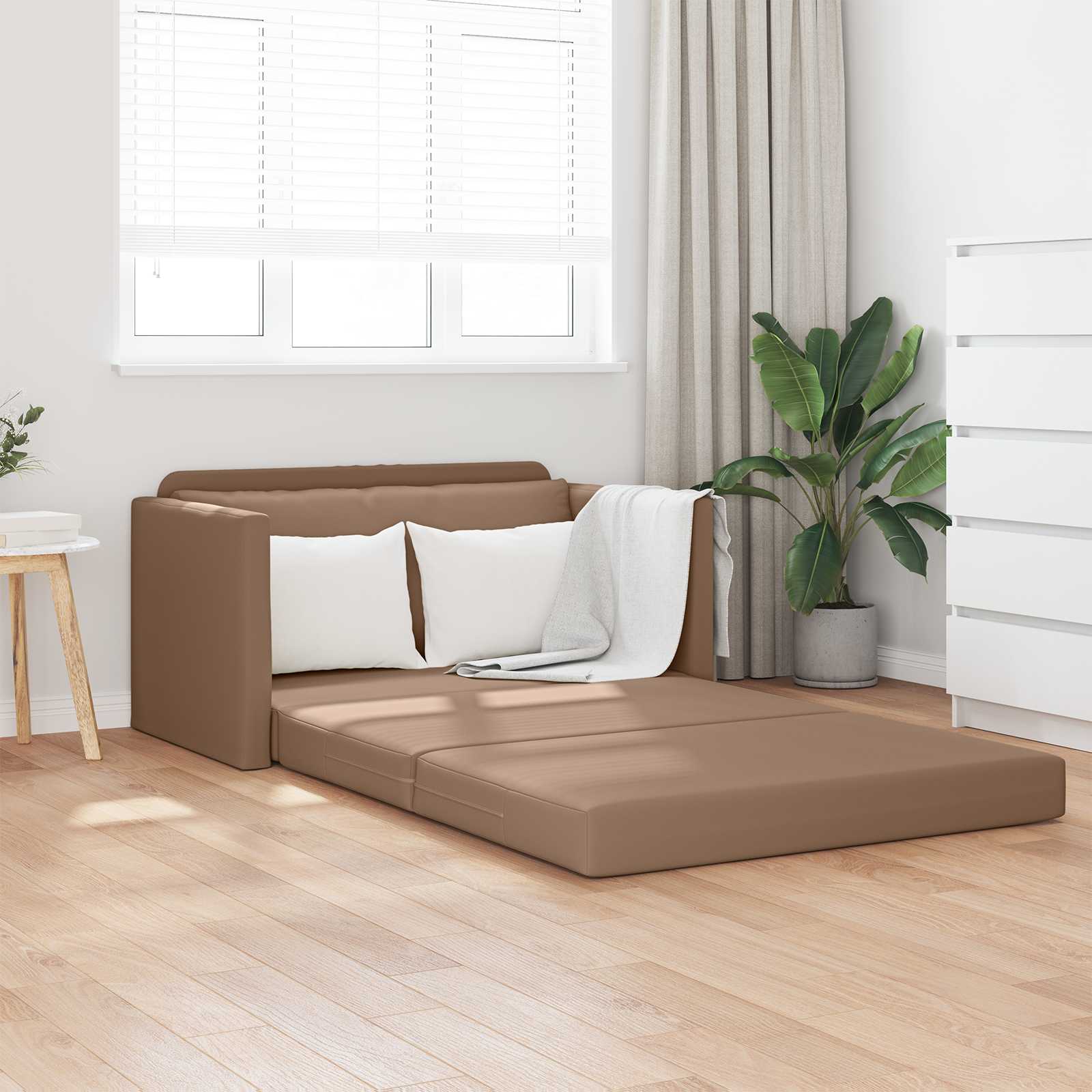 Schlafsofa Cappuccino Kunstleder 124 cm
