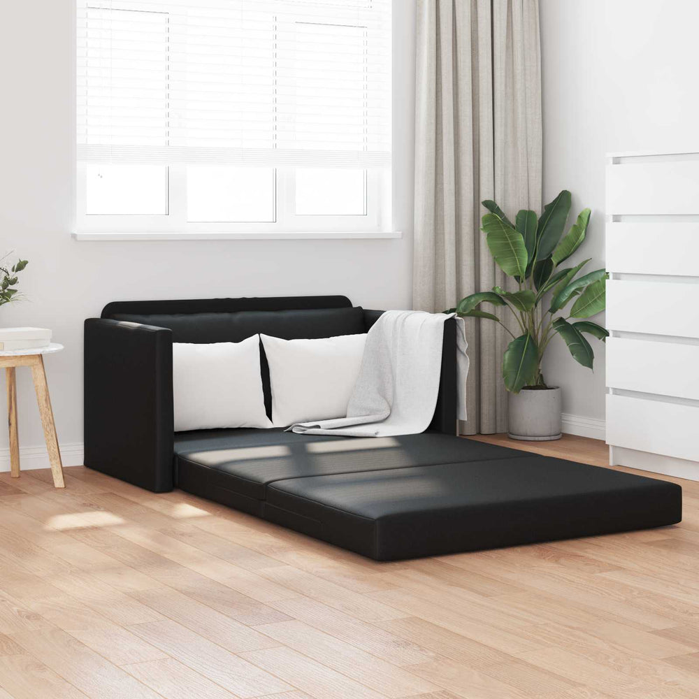 Schlafsofa Schwarz Kunstleder 124 cm