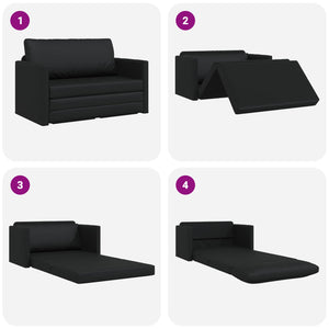 Schlafsofa Schwarz Kunstleder 124 cm