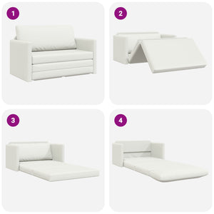 Schlafsofa Weiß Kunstleder 124 cm