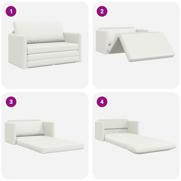 Schlafsofa Weiß Kunstleder 124 cm