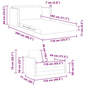 Schlafsofa Weiß Kunstleder 124 cm