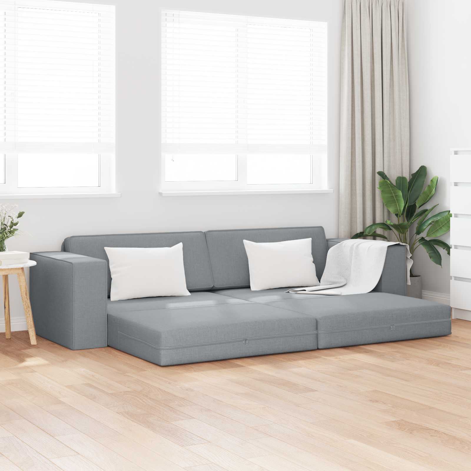 Schlafsofa Hellgrau Stoff 245 cm