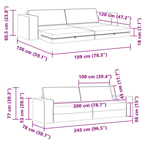 Schlafsofa Dunkelgrau Stoff 245 cm