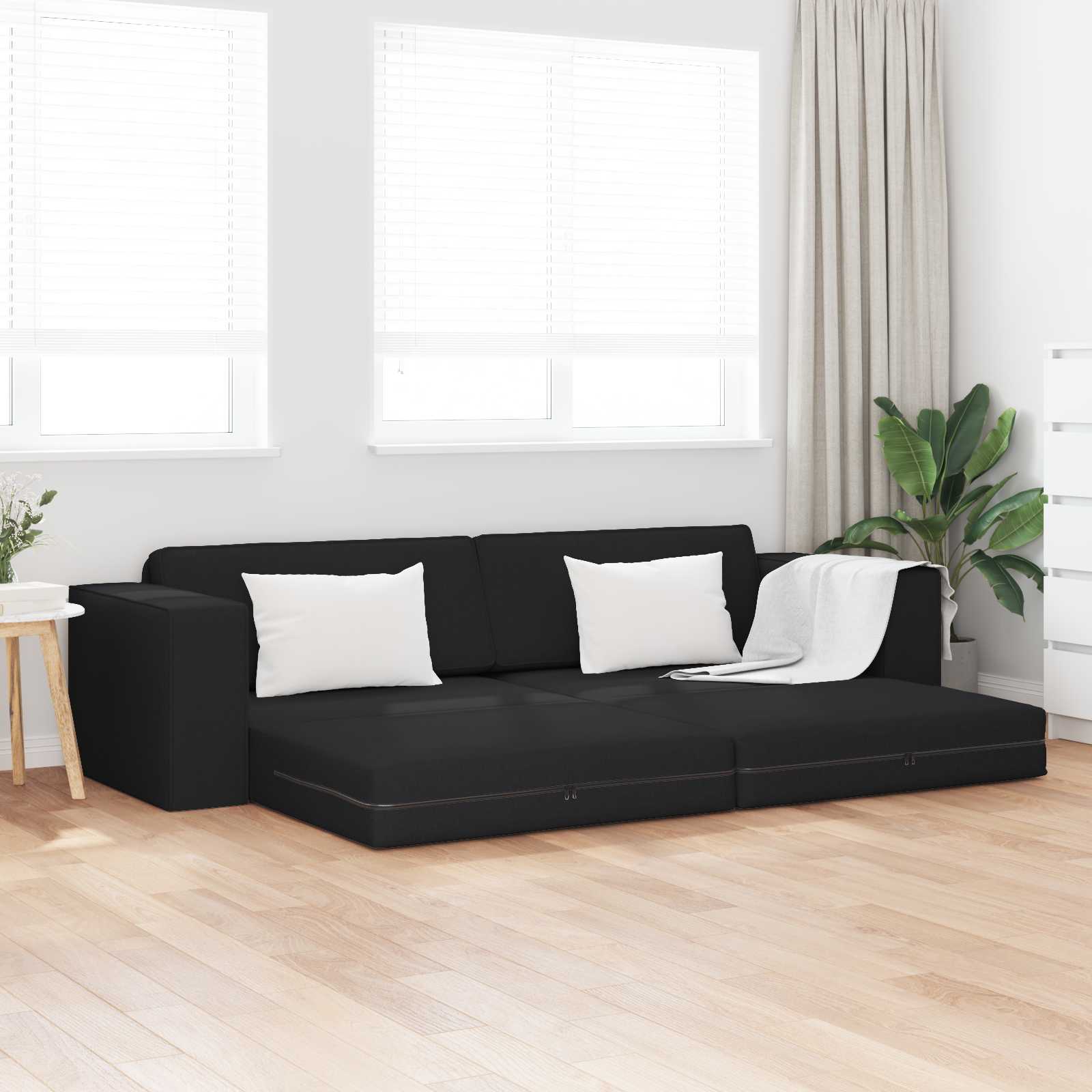 Schlafsofa Schwarz Stoff 245 cm