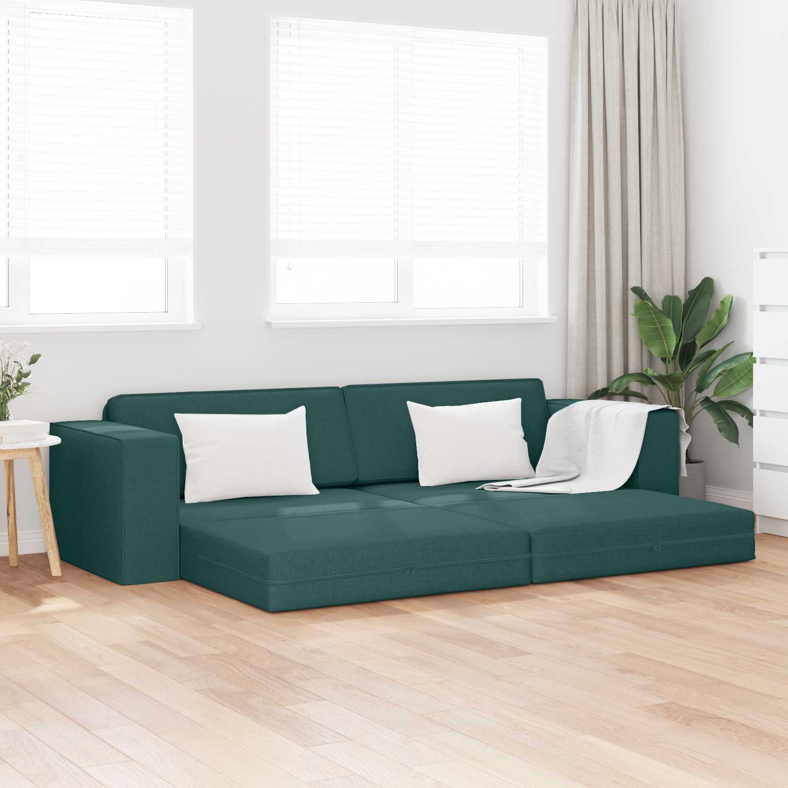 Dunkelgrünes Schlafsofa Stoff 245 cm