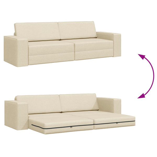 Creme Schlafsofa Stoff 245 cm