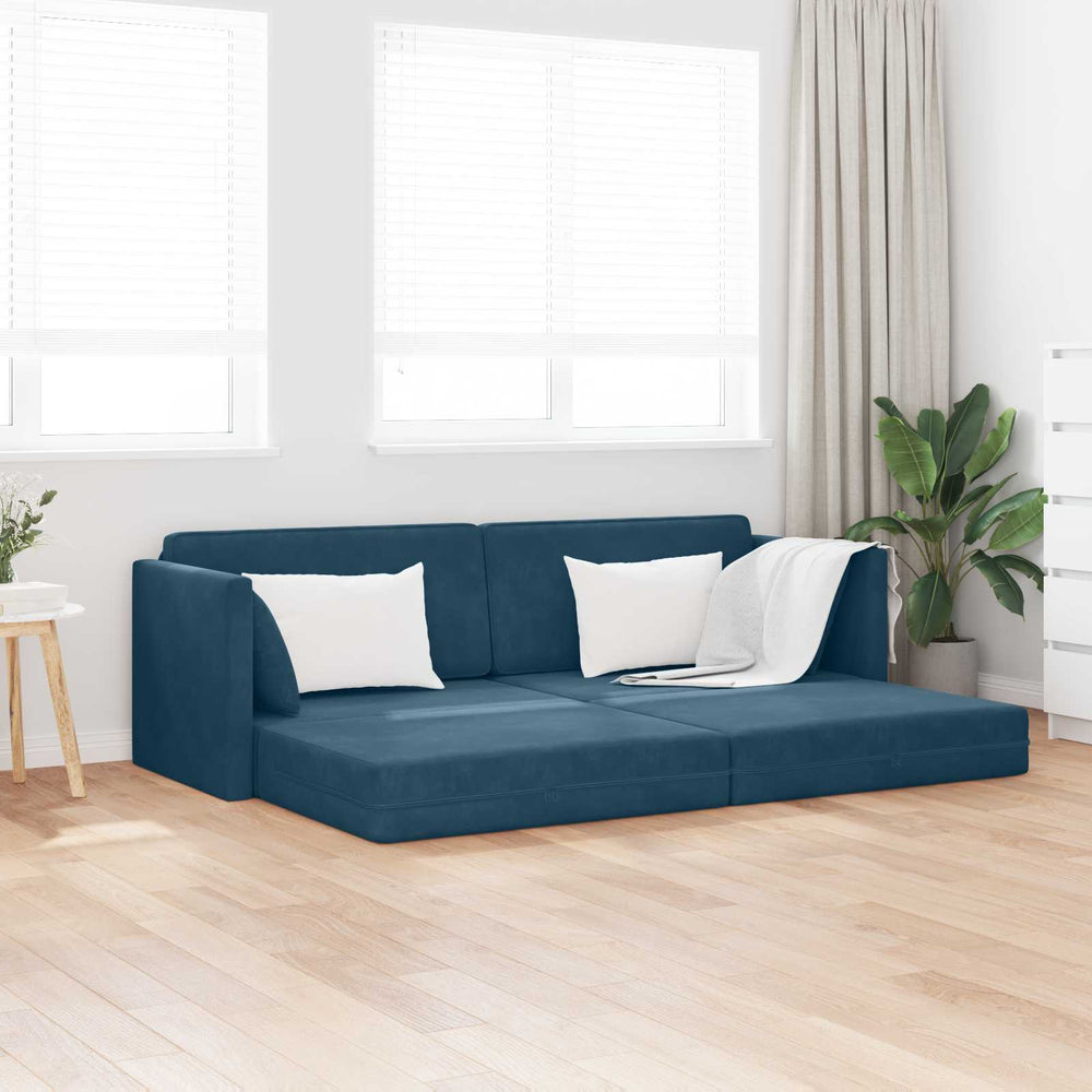 Blaues Samt Boden-Sofa-Bett 213 cm