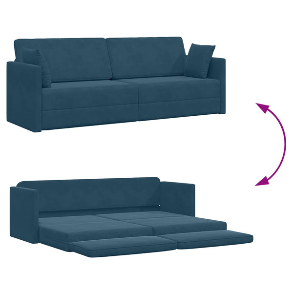 Blaues Samt Boden-Sofa-Bett 213 cm
