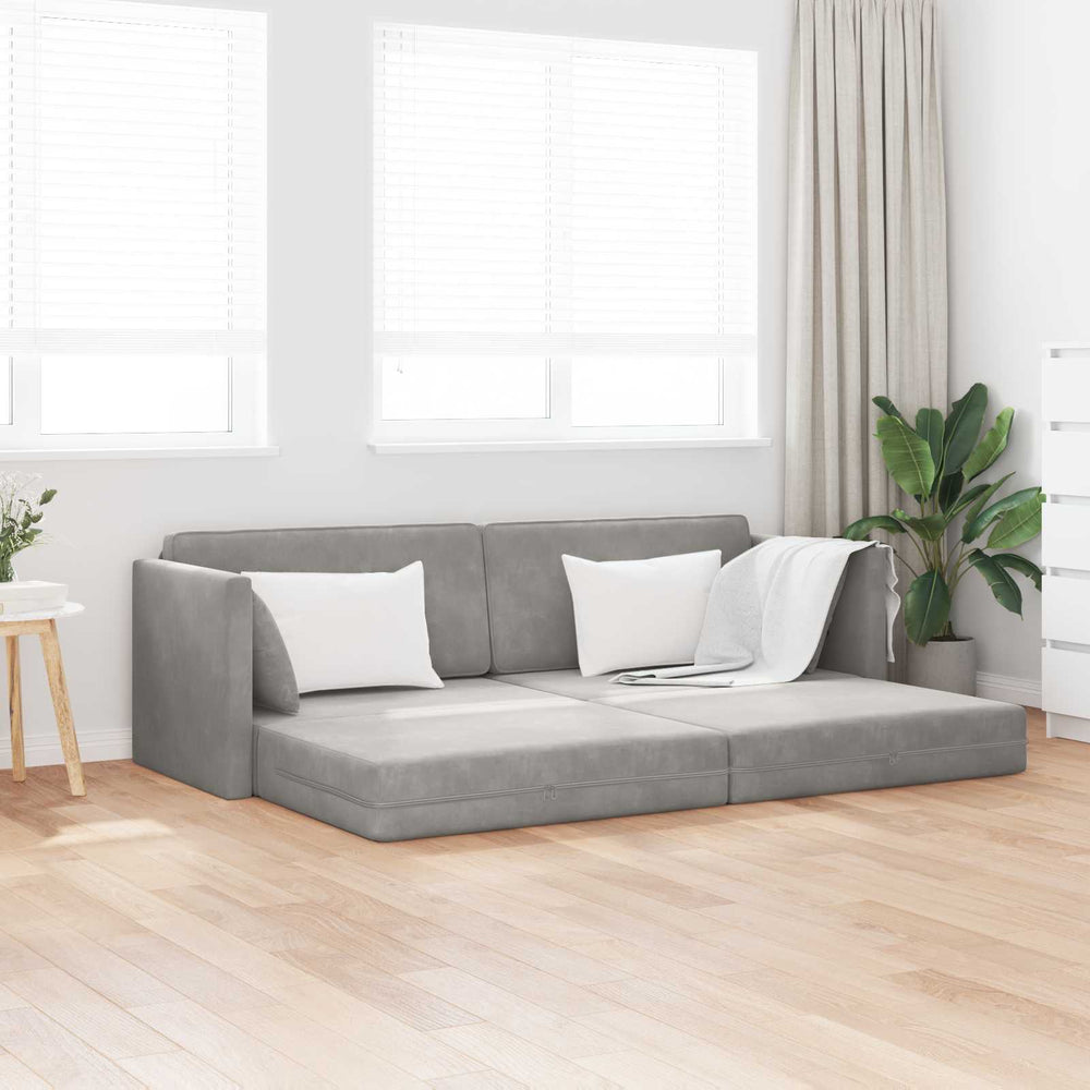 Helles Grau Samt Boden-Sofa-Bett
