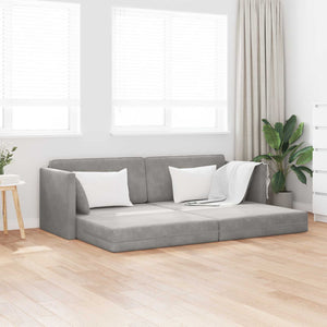Helles Grau Samt Boden-Sofa-Bett