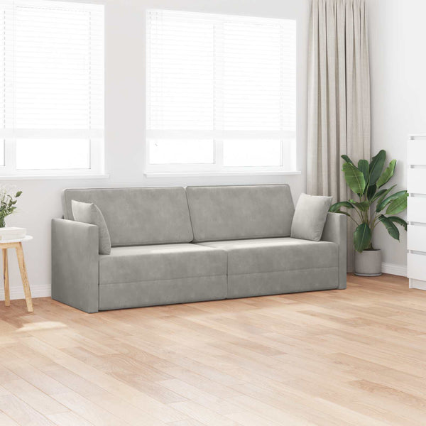 Helles Grau Samt Boden-Sofa-Bett