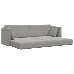 Helles Grau Samt Boden-Sofa-Bett