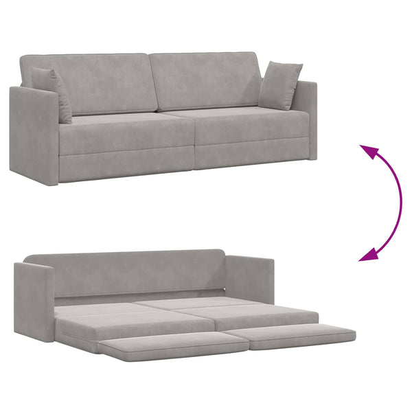 Helles Grau Samt Boden-Sofa-Bett
