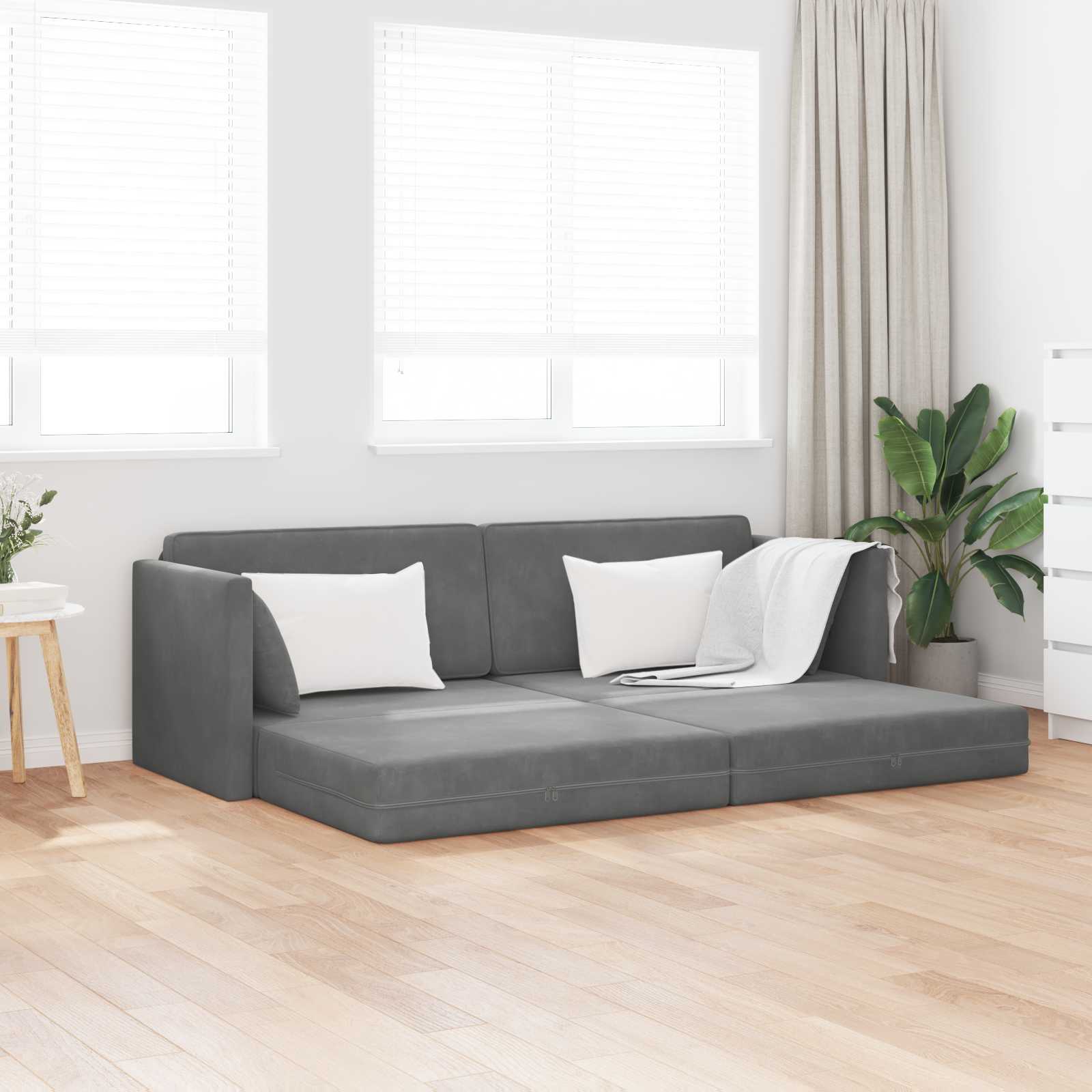 Dunkelgraues Samt Boden-Sofabett 213 cm