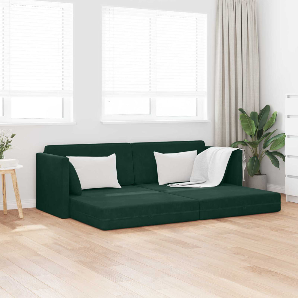Dunkelgrünes Samt Boden-Sofa-Bett 213 cm