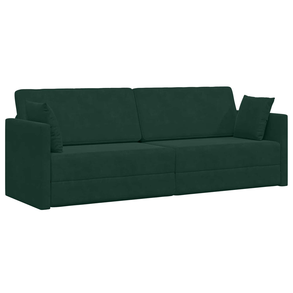 Dunkelgrünes Samt Boden-Sofa-Bett 213 cm