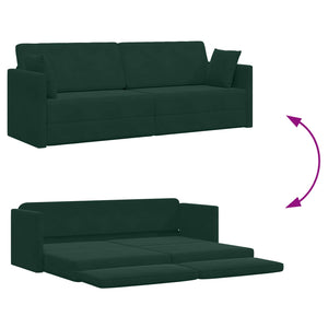 Dunkelgrünes Samt Boden-Sofa-Bett 213 cm