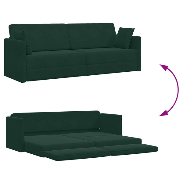 Dunkelgrünes Samt Boden-Sofa-Bett 213 cm