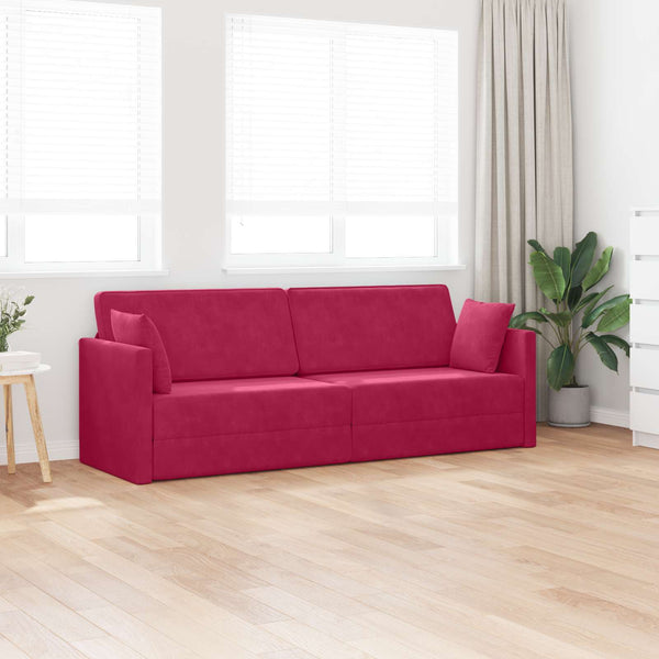 Weinrotes Samt Boden-Sofa-Bett 213 cm