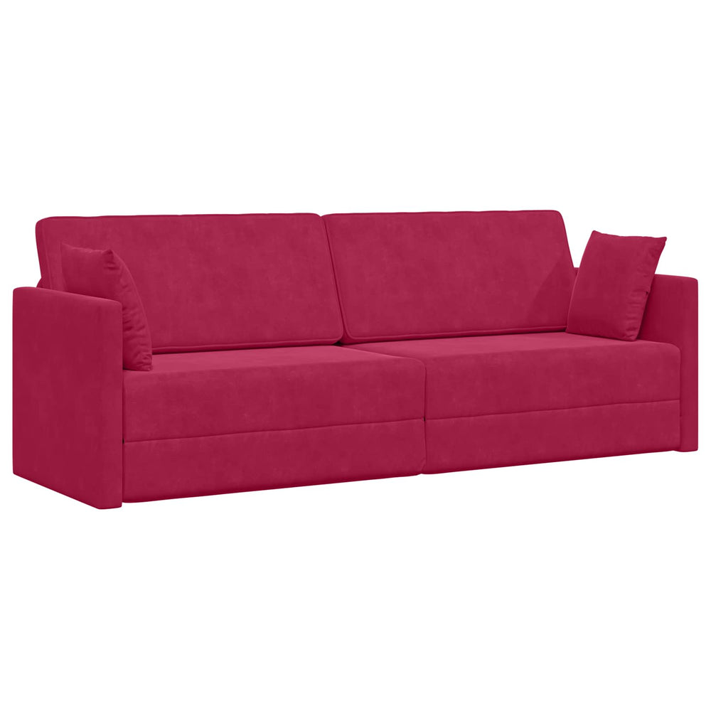 Weinrotes Samt Boden-Sofa-Bett 213 cm