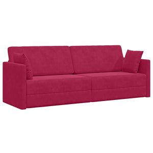 Weinrotes Samt Boden-Sofa-Bett 213 cm