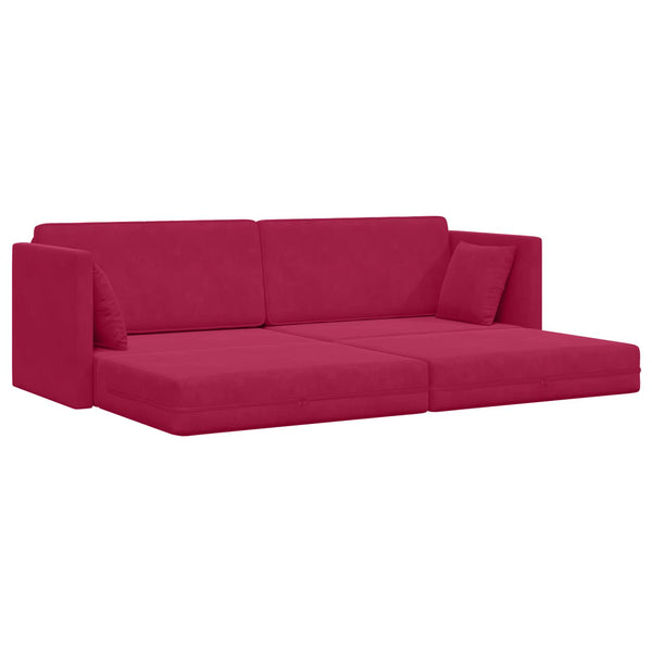 Weinrotes Samt Boden-Sofa-Bett 213 cm
