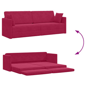 Weinrotes Samt Boden-Sofa-Bett 213 cm