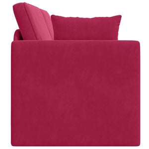 Weinrotes Samt Boden-Sofa-Bett 213 cm