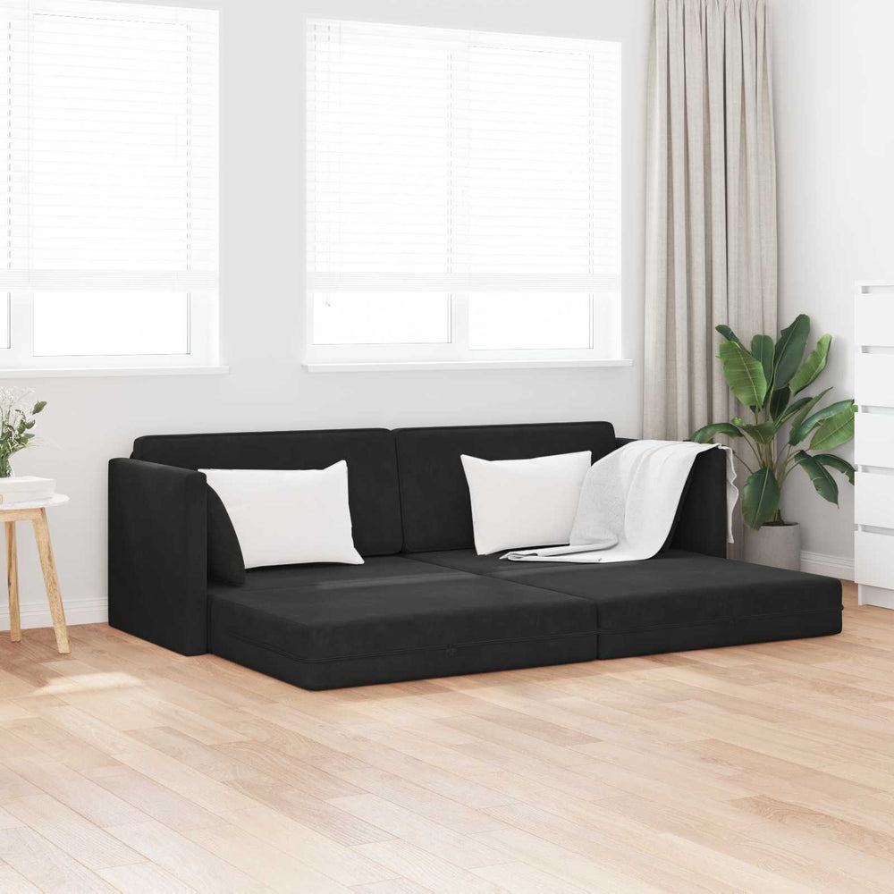 Schwarzes Samt Boden-Sofabett 213 cm