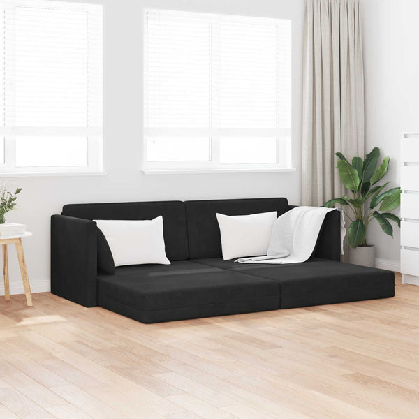 Schwarzes Samt Boden-Sofabett 213 cm