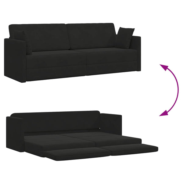 Schwarzes Samt Boden-Sofabett 213 cm