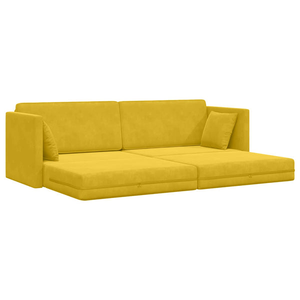 Gelbes Samt Boden-Sofa-Bett 213 cm
