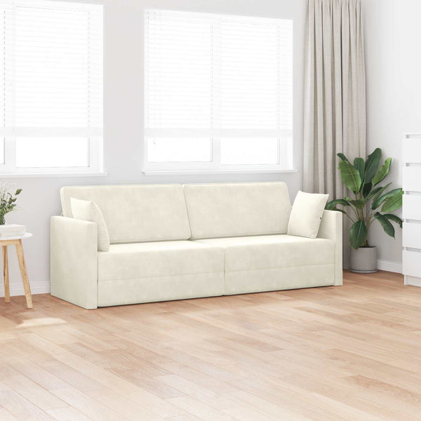vidaXL Canapé-lit de sol crème 213 x 70 x 77 cm Velours