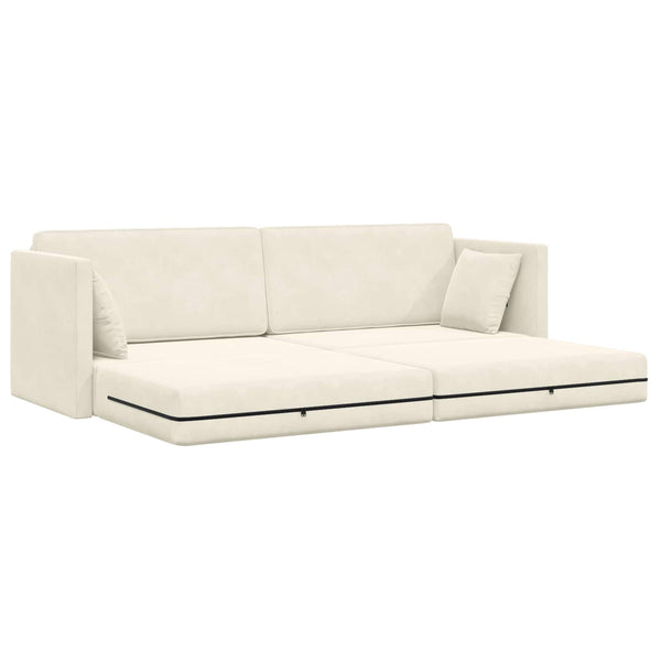 vidaXL Canapé-lit de sol crème 213 x 70 x 77 cm Velours