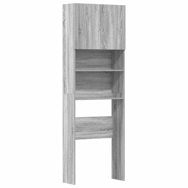 Waschmaschinenschrank Grau Sonoma 64x24x190 cm