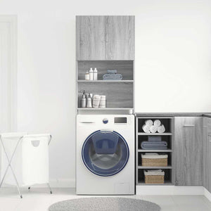 Waschmaschinenschrank Grau Sonoma 64x24x190 cm