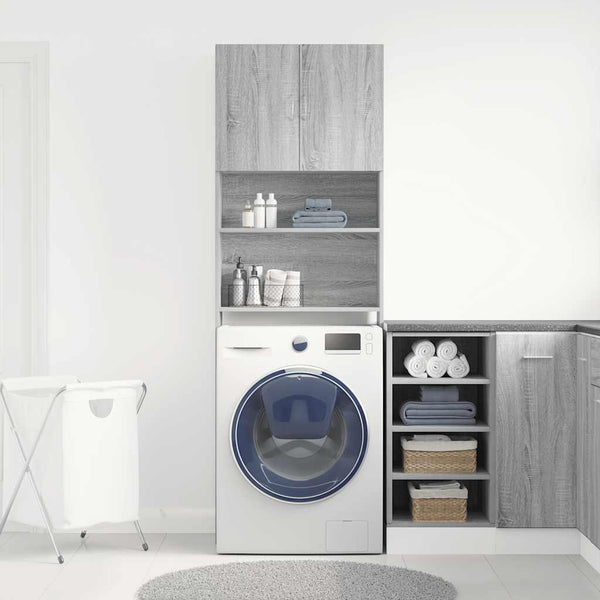 Waschmaschinenschrank Grau Sonoma 64x24x190 cm