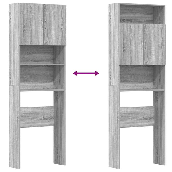 Waschmaschinenschrank Grau Sonoma 64x24x190 cm