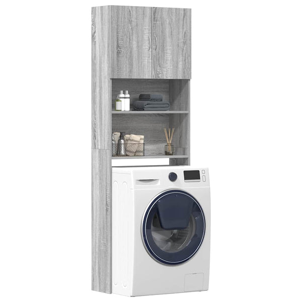 Waschmaschinenschrank Grau Sonoma 64x24x190 cm