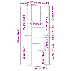 Waschmaschinenschrank Artisan Eiche 64x24x190cm