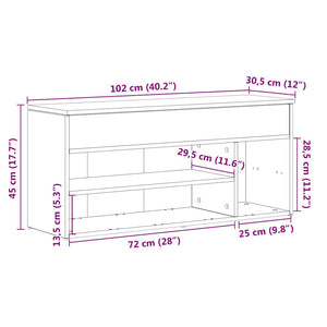 Schuhbank Betongrau 102 cm