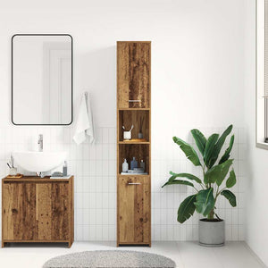 Badschrank Altholz-Optik, 30x183,5 cm