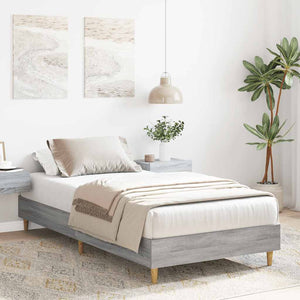 Bettgestell 100x200 cm Grau Sonoma