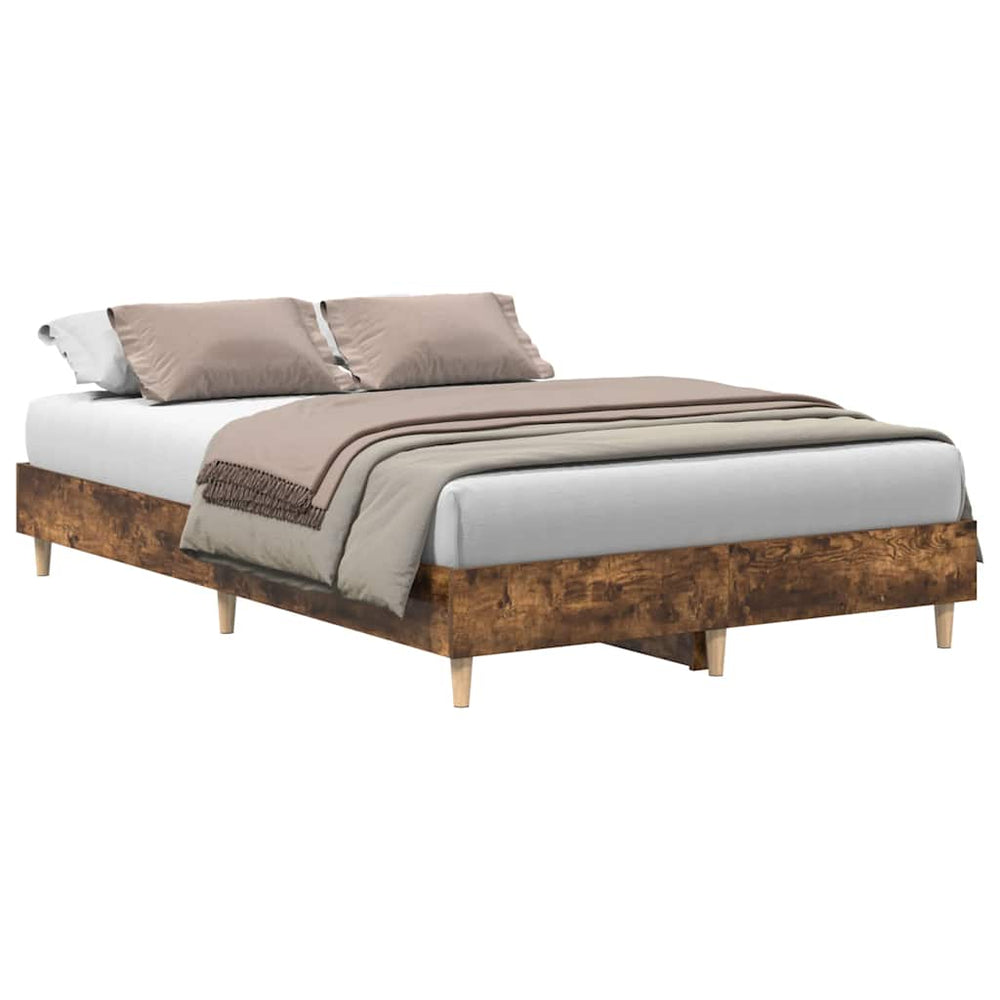 vidaXL Cadre de lit sans matelas chêne fumé 140x190 cm bois d'ingénierie