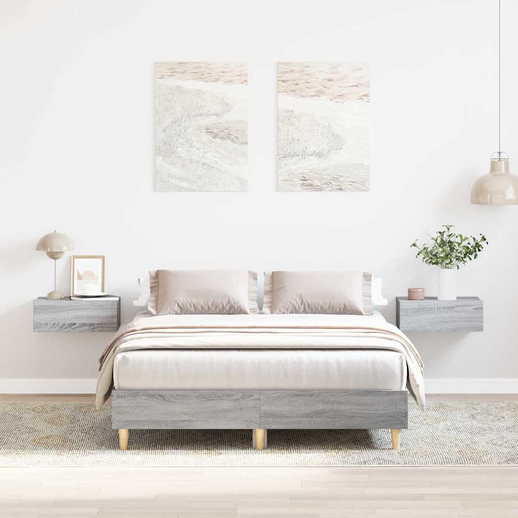 vidaXL Cadre de lit sans matelas Gris Chêne Sonoma 140x190 cm Aggloméré