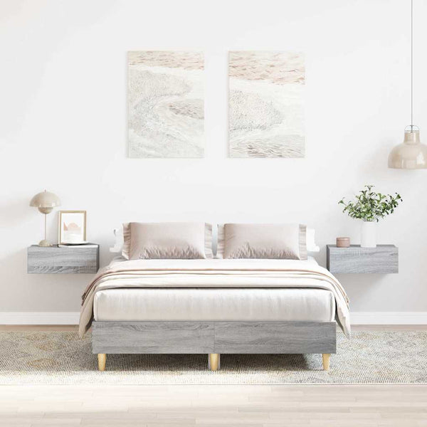 vidaXL Cadre de lit sans matelas Gris Chêne Sonoma 140x190 cm Aggloméré