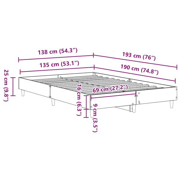 Bettgestell Sonoma Eiche 135x190 cm