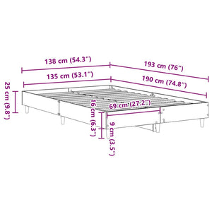 Bettgestell Betongrau 135x190 cm