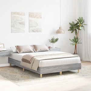 Bettgestell 135x190 cm Grau Sonoma